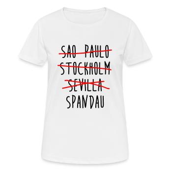 Spandau - Berlin - Bezirk - Aufzählung - Frauen T-Shirt atmungsaktiv - Weiß - Vorne - AI Model Female 172 dark (172cm)