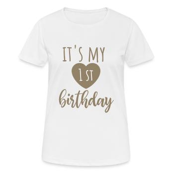 c'est mon premier anniversaire - T-shirt respirant Femme - blanc - Devant - AI Model Female 172 dark (172cm)