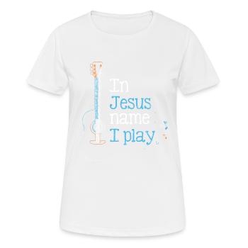 Gitarrenspieler Gitarre Musik Worship Christlich - Frauen T-Shirt atmungsaktiv - Weiß - Vorne - AI Model Female 172 dark (172cm)