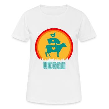 Vegan vegan vegan oldschool - T-shirt respirant Femme - blanc - Devant - AI Model Female 172 dark (172cm)