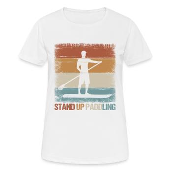 SUP sports nautiques stand up paddle sport cadeau - T-shirt respirant Femme - blanc - Devant - AI Model Female 172 dark (172cm)