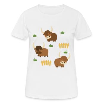 Yak Ranch - Frauen T-Shirt atmungsaktiv - Weiß - Vorne - AI Model Female 172 dark (172cm)