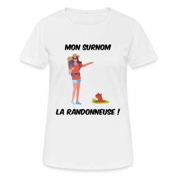 Mon surnom la randonneuse - T-shirt respirant Femme - blanc - Devant - AI Model Female 172 dark (172cm)
