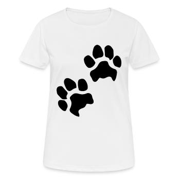 Empreintes de pattes pattes pattes chien chien - T-shirt respirant Femme - blanc - Devant - AI Model Female 172 dark (172cm)