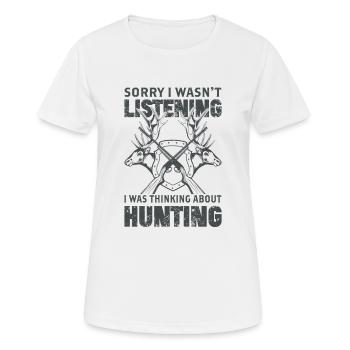 Sorry, ich habe nicht gehört - Frauen T-Shirt atmungsaktiv - Weiß - Vorne - AI Model Female 172 dark (172cm)
