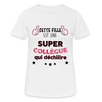 Cette fille est une collègue qui déchire - T-shirt respirant Femme - blanc - Devant - AI Model Female 172 dark (172cm)