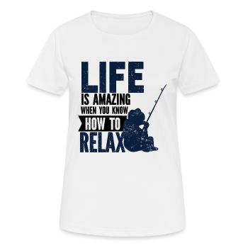 Angler Angelhaken Angelrute Sportfischer - Frauen T-Shirt atmungsaktiv - Weiß - Vorne - AI Model Female 172 dark (172cm)