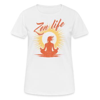 Yoga Zen Life - Das Wohlbefinden der Meditation - Frauen T-Shirt atmungsaktiv - Weiß - Vorne - AI Model Female 172 dark (172cm)
