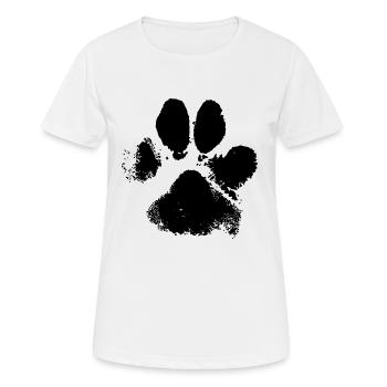 Hunde Tatze Pfotenabdruck - Frauen T-Shirt atmungsaktiv - Weiß - Vorne - AI Model Female 172 dark (172cm)