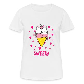Sweety - Chat à la crème glacée - T-shirt respirant Femme - blanc - Devant - AI Model Female 172 dark (172cm)