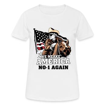 Amerika Cowboy - Frauen T-Shirt atmungsaktiv - Weiß - Vorne - AI Model Female 172 dark (172cm)