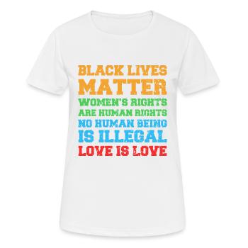 Menschenrechte Gleichberechtigung Statement - Frauen T-Shirt atmungsaktiv - Weiß - Vorne - AI Model Female 172 dark (172cm)