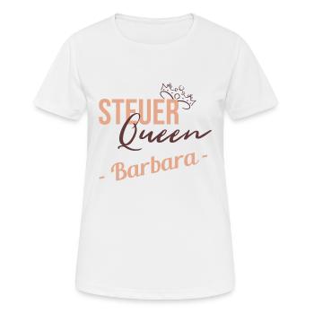 Steuer Queen Barbara - Frauen T-Shirt atmungsaktiv - Weiß - Vorne - AI Model Female 172 dark (172cm)