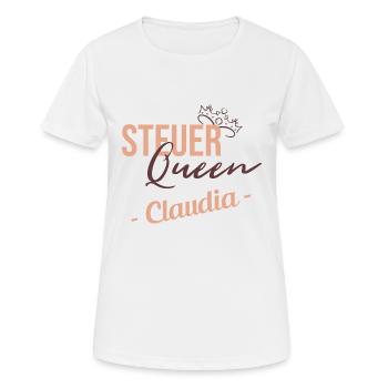 Steuer Queen Claudia - Frauen T-Shirt atmungsaktiv - Weiß - Vorne - AI Model Female 172 dark (172cm)