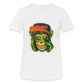Gamer Affe mit coolen Brillen und Hörer T-Shirt - Frauen T-Shirt atmungsaktiv - Weiß - Vorne - AI Model Female 172 dark (172cm)
