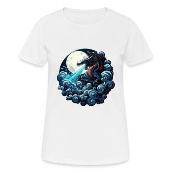 Mystischer Drache, der Wasser im Mondlicht spuckt - Frauen T-Shirt atmungsaktiv - Weiß - Vorne - AI Model Female 172 dark (172cm)