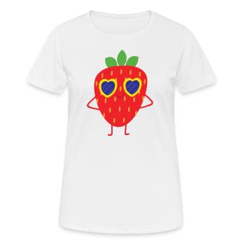 Drôle de fraise avec des lunettes de soleil - T-shirt respirant Femme - blanc - Devant - AI Model Female 172 dark (172cm)