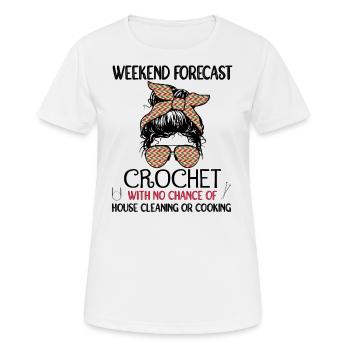 Prévisions week-end - Crochet - Aucune chance de nettoyage - T-shirt respirant Femme - blanc - Devant - AI Model Female 172 dark (172cm)