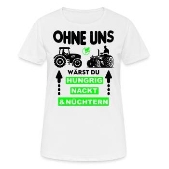 Bauer Hungrig Nackt Nüchtern Protest - Frauen T-Shirt atmungsaktiv - Weiß - Vorne - AI Model Female 172 dark (172cm)