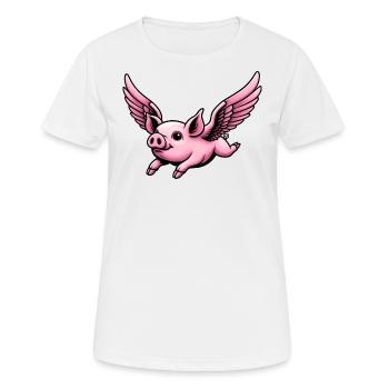 Fliegendes Schwein Lustige Tiere - Frauen T-Shirt atmungsaktiv - Weiß - Vorne - AI Model Female 172 dark (172cm)