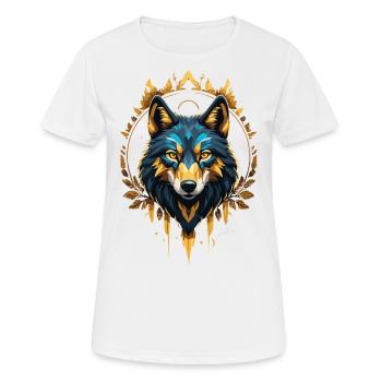Geometrischer Goldwolf - Frauen T-Shirt atmungsaktiv - Weiß - Vorne - AI Model Female 172 dark (172cm)