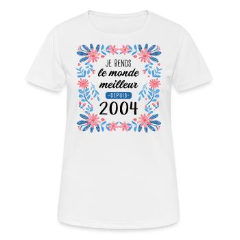 anniv femme humour 2004 20 ans - T-shirt respirant Femme - blanc - Devant - AI Model Female 172 dark (172cm)