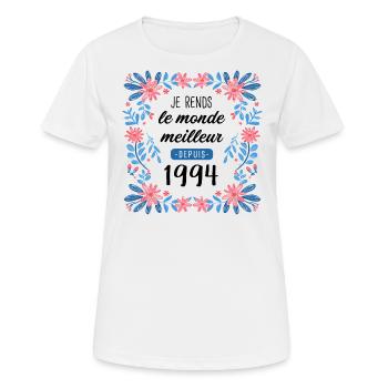 anniv femme humour 1994 30 ans - T-shirt respirant Femme - blanc - Devant - AI Model Female 172 dark (172cm)