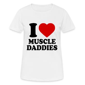 I love muscle daddies - Frauen T-Shirt atmungsaktiv - Weiß - Vorne - AI Model Female 172 dark (172cm)
