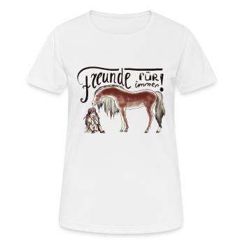 Kind und Haflinger Pferdchen - Frauen T-Shirt atmungsaktiv - Weiß - Vorne - AI Model Female 172 dark (172cm)