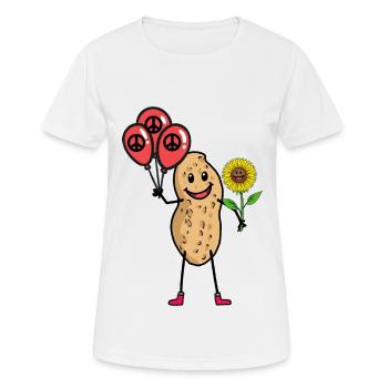 Erdnuss Peace Sonnenblume Friedensbewegung Frieden - Frauen T-Shirt atmungsaktiv - Weiß - Vorne - AI Model Female 172 dark (172cm)