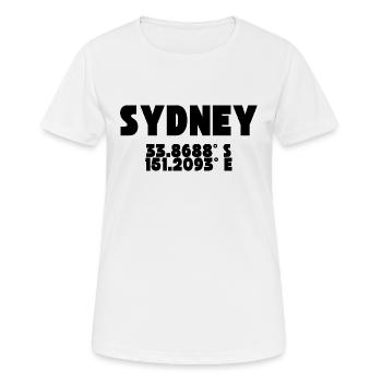 Sydney - Design mit Koordinaten - Frauen T-Shirt atmungsaktiv - Weiß - Vorne - AI Model Female 172 dark (172cm)