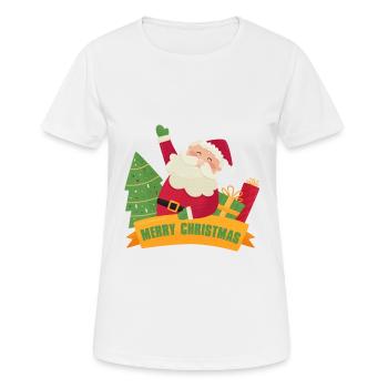 Merry Christmas mit Santa - Frauen T-Shirt atmungsaktiv - Weiß - Vorne - AI Model Female 172 dark (172cm)