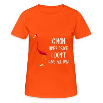 C´mon inner peace i don´t have all day! - Frauen T-Shirt atmungsaktiv - Neonorange - Vorne - AI Model Female 172 dark (172cm)