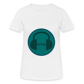 Musik im Kopfhörer- Music in the headphone - Frauen T-Shirt atmungsaktiv - Weiß - Vorne - AI Model Female 172 dark (172cm)