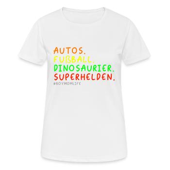 Autos Fußball Dinosaurier Superhelden Mutterglück - Frauen T-Shirt atmungsaktiv - Weiß - Vorne - AI Model Female 172 dark (172cm)