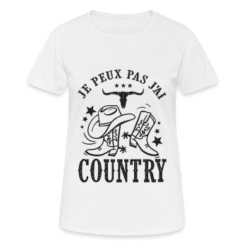 je peux pas j ai country cadeau danse country - T-shirt respirant Femme - blanc - Devant - AI Model Female 172 dark (172cm)