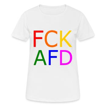 Fck afd - Frauen T-Shirt atmungsaktiv - Weiß - Vorne - AI Model Female 172 dark (172cm)