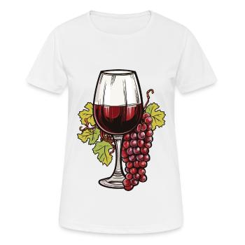 Wine Glass Grapes Wine - Women's Breathable T-Shirt - white - Front - AI Model Female 172 dark (172cm)