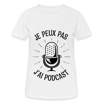 Je peux pas j'ai podcast podcasts cadeau Podcaster - T-shirt respirant Femme - blanc - Devant - AI Model Female 172 dark (172cm)
