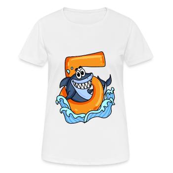5 years old - shark - Women's Breathable T-Shirt - white - Front - AI Model Female 172 dark (172cm)