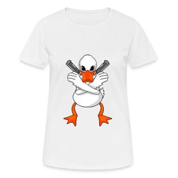 Canard avec pistolet - T-shirt respirant Femme - blanc - Devant - AI Model Female 172 dark (172cm)