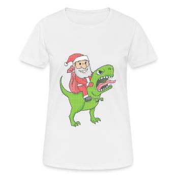 Weihnachten Dinosaurier Ugly Christmas Effekt - Frauen T-Shirt atmungsaktiv - Weiß - Vorne - AI Model Female 172 dark (172cm)