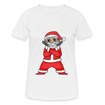 Weihnachtsmann mit Waffen - Frauen T-Shirt atmungsaktiv - Weiß - Vorne - AI Model Female 172 dark (172cm)