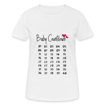 Bébé Compte à rebours Semaines de grossesse - T-shirt respirant Femme - blanc - Devant - AI Model Female 172 dark (172cm)