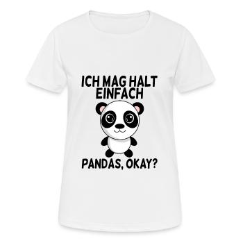 Ich mag Pandas - Frauen T-Shirt atmungsaktiv - Weiß - Vorne - AI Model Female 172 dark (172cm)