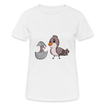 Moineau domestique avec bébé moineau domestique - T-shirt respirant Femme - blanc - Devant - AI Model Female 172 dark (172cm)