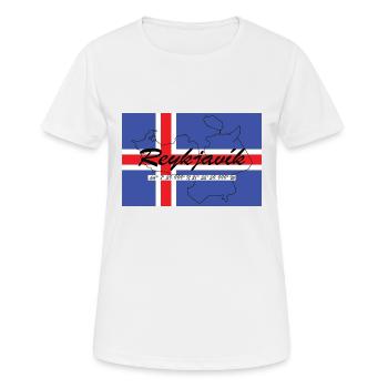 Reykjavik - Hauptstadt mit GPS & Flagge - Frauen T-Shirt atmungsaktiv - Weiß - Vorne - AI Model Female 172 dark (172cm)