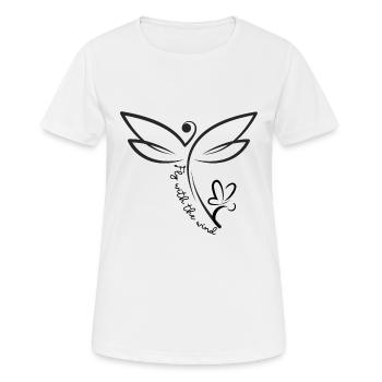 Zauberhafte wilde Libelle "Fly with the Wind“ - Frauen T-Shirt atmungsaktiv - Weiß - Vorne - AI Model Female 172 dark (172cm)