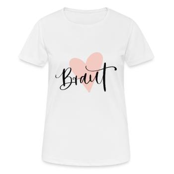 Braut T-Shirt JGA Herz, Junggesellenabschied - Frauen T-Shirt atmungsaktiv - Weiß - Vorne - AI Model Female 172 dark (172cm)