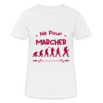 né pour marcher évolution - T-shirt respirant Femme - blanc - Devant - AI Model Female 172 dark (172cm)